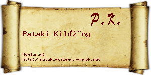 Pataki Kilény névjegykártya